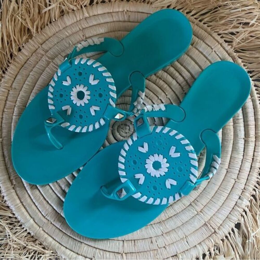 JACK ROGERS Georgica Jelly Slip On Sandals Blue‎ Size 6